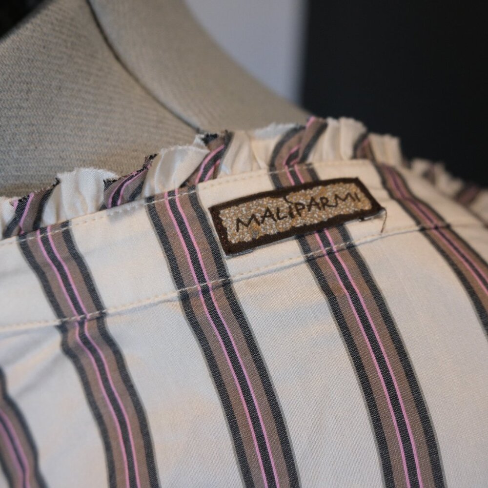 Maliparmi striped silk long sleeve blouse with ruffles - Picture 7 of 7